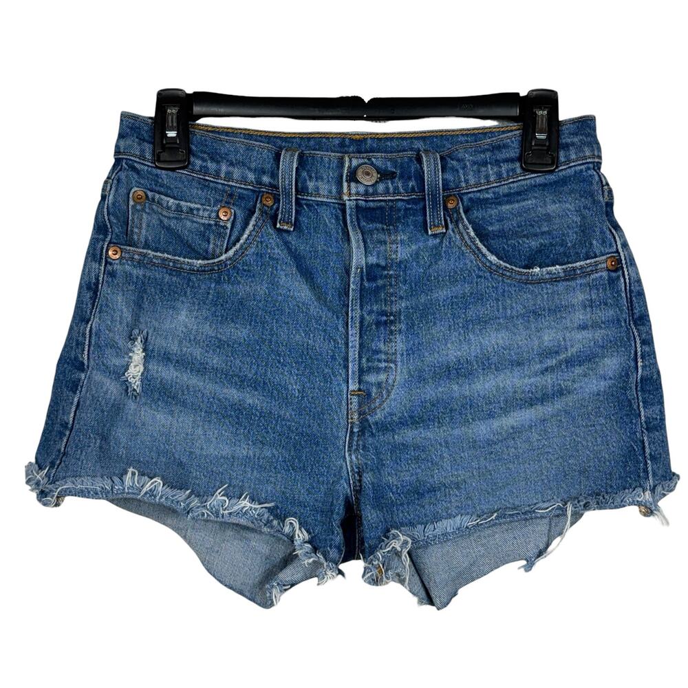 Levi’s 501 SZ W28 Jean Shorts Distressed Frayed Hem Button-Fly Hi-Rise Pockets